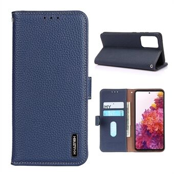 KHAZNEH for Samsung Galaxy A52 4G/5G / A52s 5G Litchi Texture Top Layer Genuine Leather Stand Shell Case