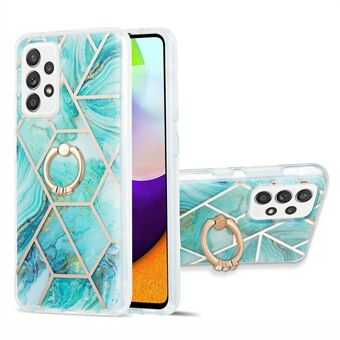 Marble Pattern 2.0mm IMD IML Electroplating TPU Phone Case with Finger Ring Kickstand for Samsung Galaxy A52 4G/5G / A52s 5G