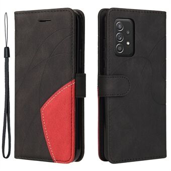 KT Leather Series-1 Stand Feature Wrist Strap Bi-color Splicing Style PU Leather Flip Wallet Phone Case Folio Cover for Samsung Galaxy A52 4G/5G / A52s 5G