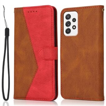 Shockproof Bi-color Splicing Stand Wallet Case Leather Shell for Samsung Galaxy A52s 5G/A52 4G/5G