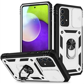 Slide Camera Cover Design Hybrid Phone Case Kickstand Shell with Card Holder for Samsung Galaxy A52s 5G/A52 4G / 5G