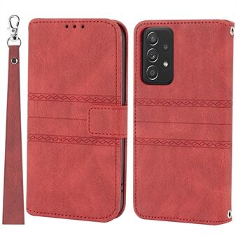 Imprint Pattern Leather Wallet Stand Phone Case Cover with Strap for Samsung Galaxy A52s 5G/A52 4G/5G