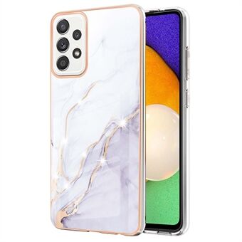 Marble Fashion Pattern IMD Soft TPU Electroplated Edge Anti-Fall Shockproof Protective Case for Samsung Galaxy A52 5G / A52 4G / A52s 5G