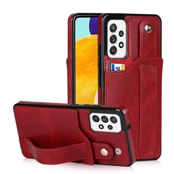 Drop-proof RFID Blocking Function Card Slot Design PU Leather Coated TPU Case Cover with Hand Strap Kickstand for Samsung Galaxy A52 4G/5G/A52s 5G