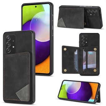 For Samsung Galaxy A52 4G/5G/A52s 5G Line Splicing Imprinting Well-protected Card Pocket Kickstand Function PU Leather Phone Cover Case