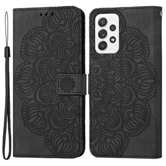 For Samsung Galaxy A52 5G/4G/A52s 5G Magnetic Clasp PU Leather Stand Mandala Flower Imprinted Phone Case Shockproof Mobile Phone Wallet Cover