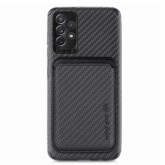 For Samsung Galaxy A52 4G/5G/A52s 5G Ultra-slim Carbon Fiber Texture PU Leather + TPU + PVC Phone Case with Magnetic Absorption Detachable Card Holder