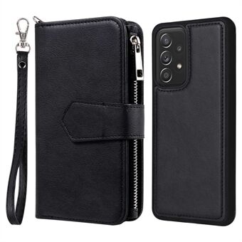 KT Multi-functional Series-4 for Samsung Galaxy A52s 5G / A52 5G / 4G PU Leather Wallet Case Zipper Pocket Phone Cover Adjustable Stand Shell