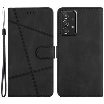 For Samsung Galaxy A52 4G / 5G / A52s 5G Crazy Horse Texture PU Leather Wallet Case Imprinted Lines Magnetic Closure Stand Flip Shockproof Phone Cover with Strap