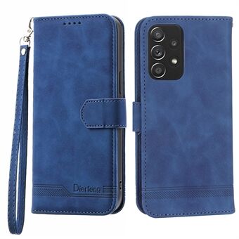 DIERFENG DF-03 PU Leather Wallet Phone Case for Samsung Galaxy A52 4G / 5G / A52s 5G, Flip Stand Lines Imprinted Phone Cover