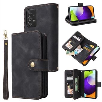 For Samsung Galaxy A52 5G / A52s 5G / A52 4G Zipper Pocket Shockproof Phone Case Leather Stand Wallet Phone Cover with Straps