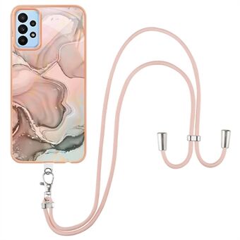 YB IMD Series-18 Style E For Samsung Galaxy A52 4G / 5G / A52s 5G IMD Phone Case 2.0mm TPU Electroplating Marble Pattern Cover with Lanyard