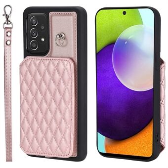 Style 008 For Samsung Galaxy A52 4G / 5G / A52s 5G RFID Blocking Kickstand Case PU Leather Coated TPU Phone Shell with Wrist Strap