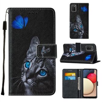 Pattern Printing TPU + PU Leather Phone Stand Cover Case for Samsung Galaxy A02s (EU Version)