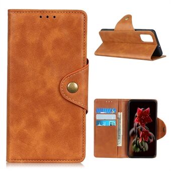 Brass Buckle Magnetic PU Leather Wallet Case for Samsung Galaxy A02s (EU Version)