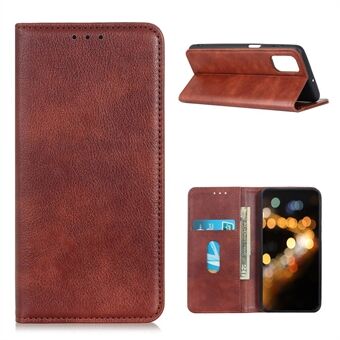 For Samsung Galaxy A02s (EU Version) Auto-absorbed Litchi Texture Split Leather Wallet Stand Cover