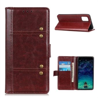 Rivet Decor Wallet Stand Crazy Horse Texture Leather Case for Samsung Galaxy A02s (EU Version)