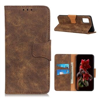 Retro Style Split Leather Phone Case Wallet Stand Design for Samsung Galaxy A02s (EU Version)