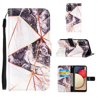 Splicing Marble Pattern Wallet Stand Design TPU + PU Leather Case for Samsung Galaxy A02s (EU Version)