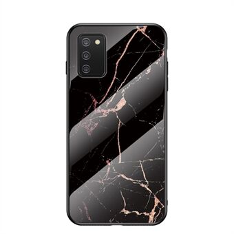 Wear and Scratch Resistant Marbling Pattern Tempered Glass Hybrid Case Cell Phone Cover for Samsung Galaxy A02s (EU Version)