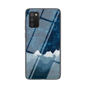 Soft TPU Edge Painted Tempered Glass Back Cover Phone Shell with Starry Sky Pattern for Samsung Galaxy A02s (EU Version)