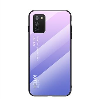 Stylish Tempered Glass Color Gradient Pattern Back Case for Samsung Galaxy A02s (EU Version)