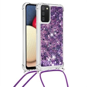 Quicksand Design TPU Phone Shell Case with Adjustable Shoulder Strap for Samsung Galaxy A02s (US Version)/(EU Version)