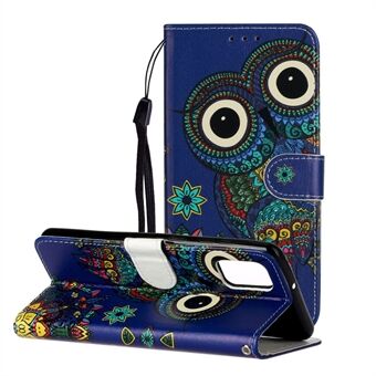 Embossed Patterned Wallet Stand Leather Phone Case with Strap for Samsung Galaxy A02s (EU Version)