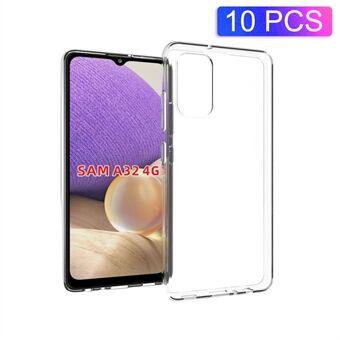 10Pcs/Pack Flexible TPU Watermark Resistant Cover Case for Samsung Galaxy A32 4G (EU Version) Phone Protector Shell