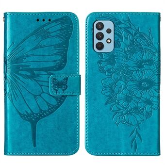 Imprint Butterfly Leather Wallet Stand Case Protective Shell for Samsung Galaxy A32 4G (EU Version)