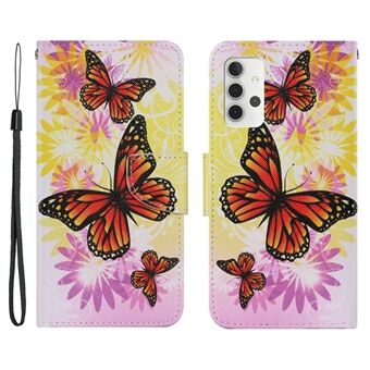 Full-Protection Pattern Printing Flip Leather Wallet Stand Phone Shell Case for Samsung Galaxy A32 4G (EU Version)