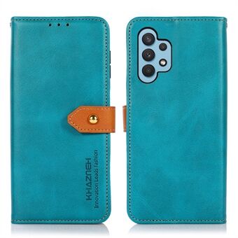 KHAZNEH Dual Color Magnetic Clasp Stand Wallet Leather Phone Cover for Samsung Galaxy A32 4G (EU Version)