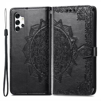 Full Protection Mandala Flower Embossment Leather Wallet Stand Design Mobile Phone Shell for Samsung Galaxy A32 4G (EU Version)