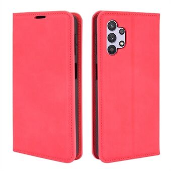 Smooth Leather Cover Folio Flip Auto-Absorbed Stand Protective Case with Wallet for Samsung Galaxy A32 4G (EU Version)