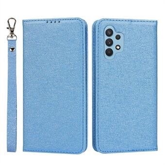 Silk Texture Leather Wallet Case with Strap for Samsung Galaxy A32 4G (EU Version)