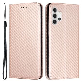 Full Protection Magnetic Clasp Carbon Fiber Texture Leather Wallet Stand Case Shell for Samsung Galaxy A32 4G