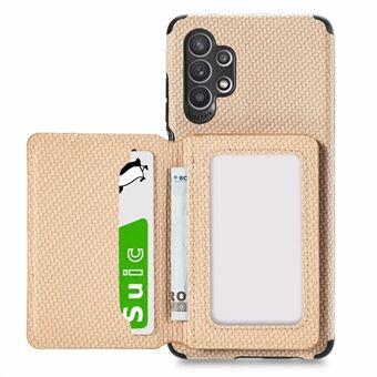 Carbon Fiber Texture Durable Stylish Anti-Drop Built-in Magnet Wallet Design Leather Coated Phone Cover Case with Kickstand for Samsung Galaxy A32 4G (EU Version)