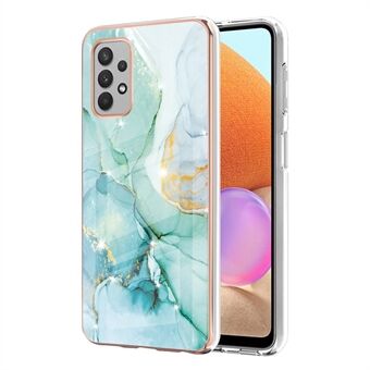 Shockproof IMD Electroplating Marble Pattern Design Soft TPU Protective Cover Case for Samsung Galaxy A32 4G (EU Version)