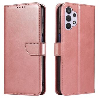 Magnetic Clasp Textured PU Leather + Soft TPU Phone Cover Stand Wallet Case for Samsung Galaxy A32 4G (EU Version)