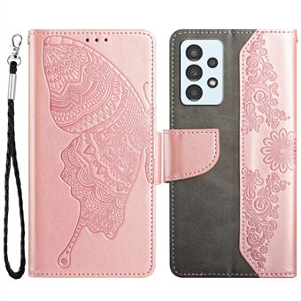 Shockproof Wallet Phone Case for Samsung Galaxy A32 4G (EU Version) Scratch Resistant Folio Flip Cover Butterfly Flower Imprinted Phone Protector with Stand