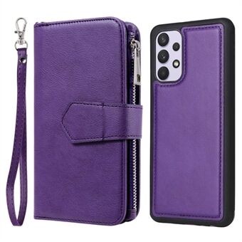 KT Multi-functional Series-4 for Samsung Galaxy A32 4G (EU Version) Detachable Leather Phone Case Wallet Stand Shockproof Cover with Zipper Pocket