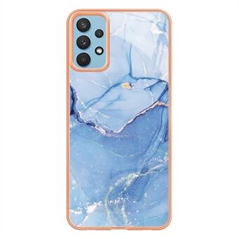 YB IMD Series-16 Style E for Samsung Galaxy A32 4G (EU Version) 2.0mm Marble Pattern TPU Cover IMD Electroplating Frame Cell Phone Case