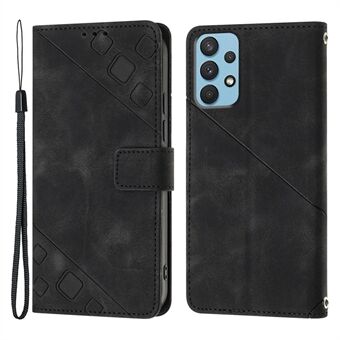 For Samsung Galaxy A32 4G (EU Version) PT005 YB Imprinting Series-6 Phone Leather Case Stand Wallet Phone Cover