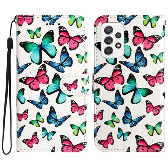 For Samsung Galaxy A32 4G (EU Version) Pattern Printing Shockproof Phone Case Leather Wallet Flip Stand Shell