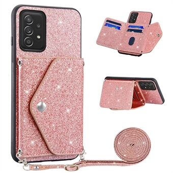 For Samsung Galaxy A32 4G (EU Version) Kickstand Card Holder Phone Case PU Leather+TPU Dustproof Phone Shell