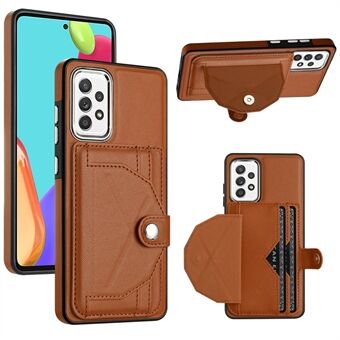 YB Leather Coating Series-4 Phone Case for Samsung Galaxy A32 4G (EU Version) Kickstand Card Slots Leather Coated TPU Cover