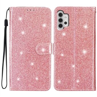 For Samsung Galaxy A32 4G (EU Version) Glittery PU Leather Fully Wrapped Case Wallet Stand Phone Cover