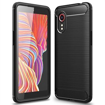 Carbon Fiber Design Phone Case for Samsung Galaxy Xcover 5, Shock-Absorption Brushed Flexible TPU Protective Cover