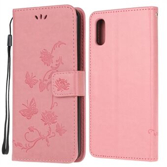 Imprint Butterfly Flower Leather Wallet Stand Phone Cover for Samsung Galaxy Xcover 5