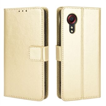 Crazy Horse Texture Wallet Design PU Leather Stand Protector Cover for Samsung Galaxy Xcover 5